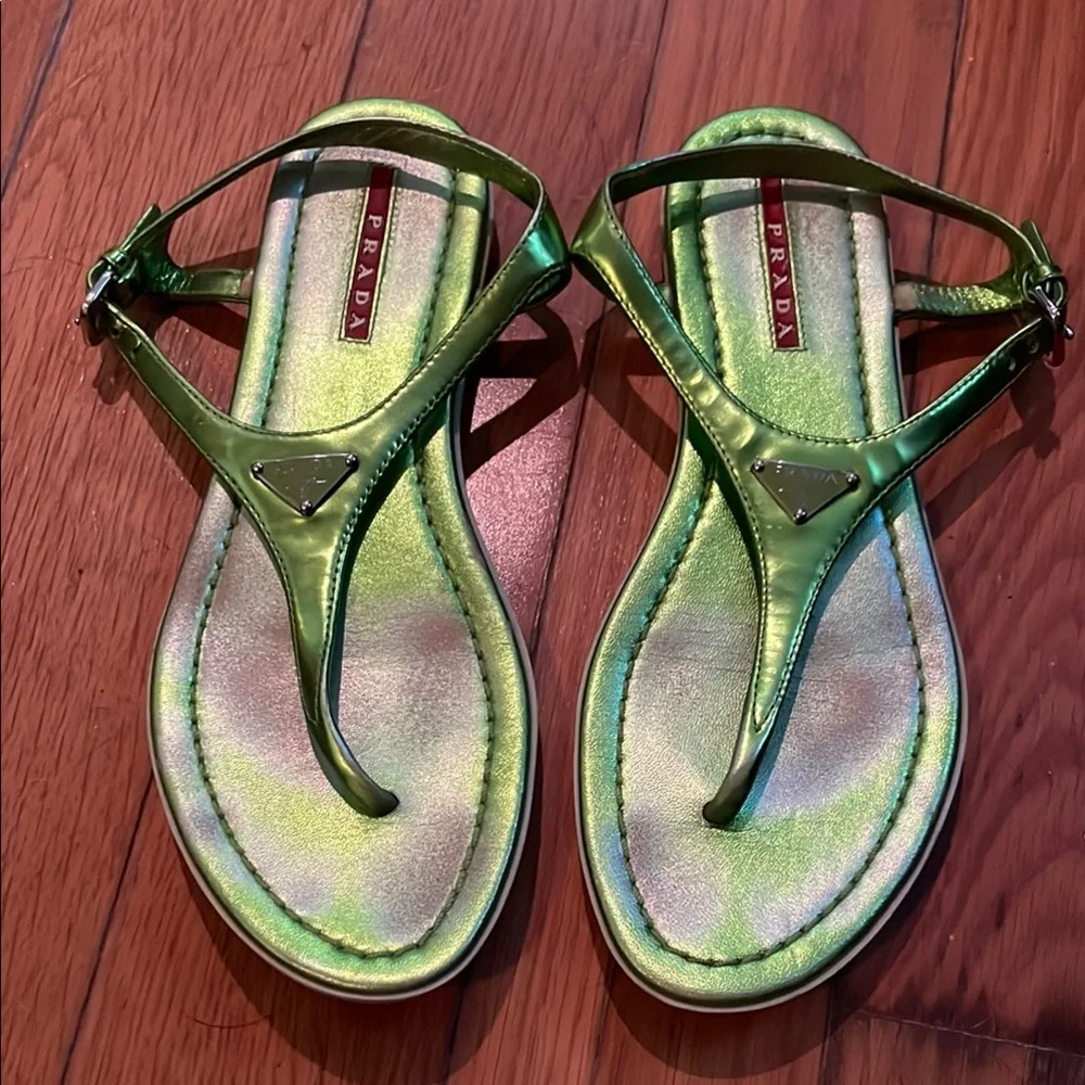 Prada Green Sandals Sleek Minimalist Design